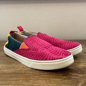 Toms Youth Luca Magenta Wavy Microsuede Slip On Shoes